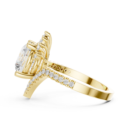 2.78ctw Vintage Crown Round Cut Engagement Ring in Yellow Gold