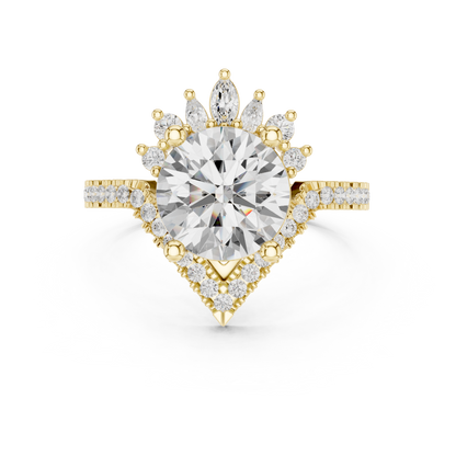 2.78ctw Vintage Crown Round Cut Engagement Ring in Yellow Gold