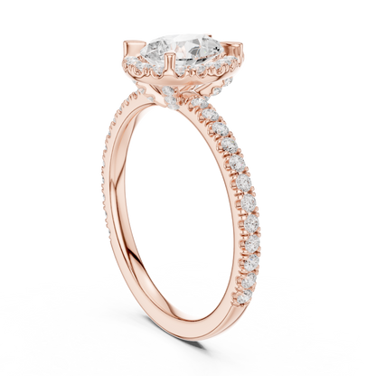 1.42ctw Pear Shaped Halo Engagement Ring | Yellow Gold