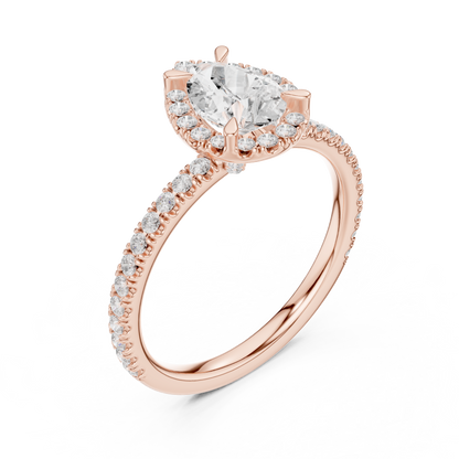 1.42ctw Pear Shaped Halo Engagement Ring | Yellow Gold
