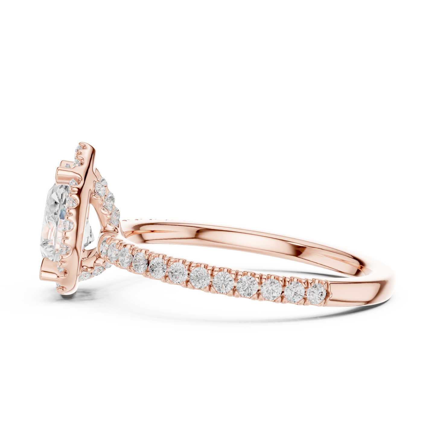 1.42ctw Pear Shaped Halo Engagement Ring | Yellow Gold