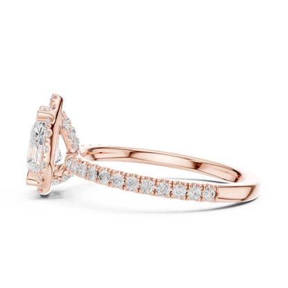 1.42ctw Pear Shaped Halo Engagement Ring | Yellow Gold