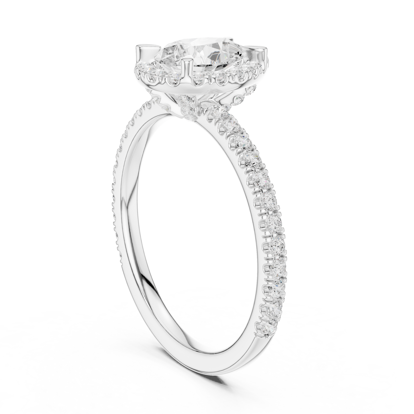 1.42ctw Pear Shaped Halo Engagement Ring | Yellow Gold