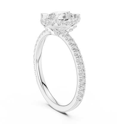1.42ctw Pear Shaped Halo Engagement Ring | Yellow Gold