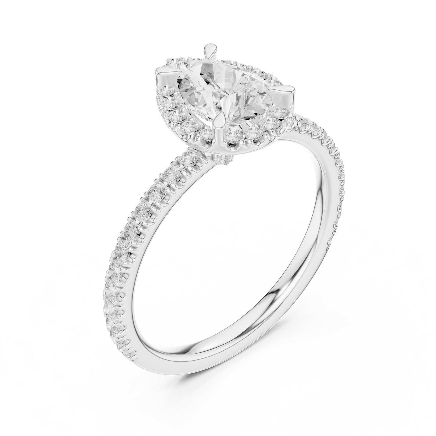 1.42ctw Pear Shaped Halo Engagement Ring | Yellow Gold