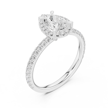 1.42ctw Pear Shaped Halo Engagement Ring | Yellow Gold