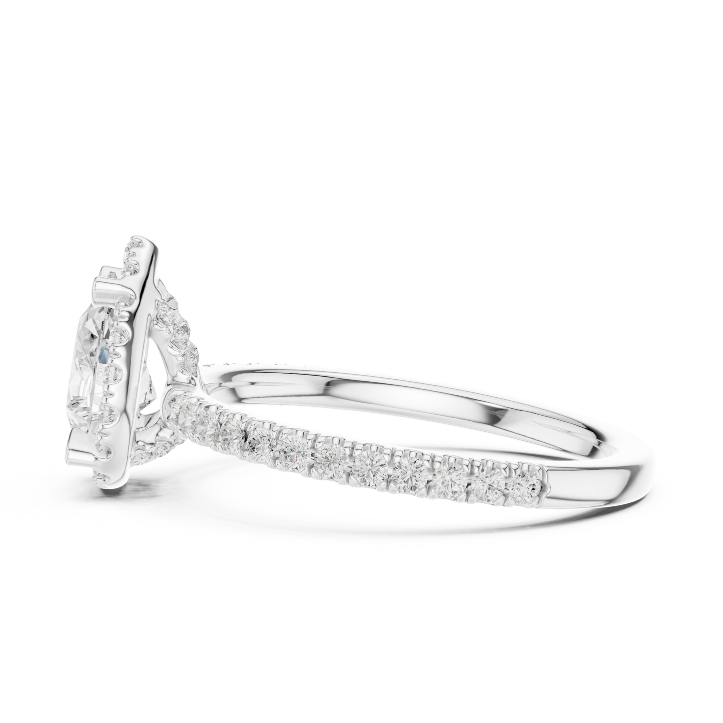 1.42ctw Pear Shaped Halo Engagement Ring | Yellow Gold