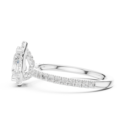 1.42ctw Pear Shaped Halo Engagement Ring | Yellow Gold
