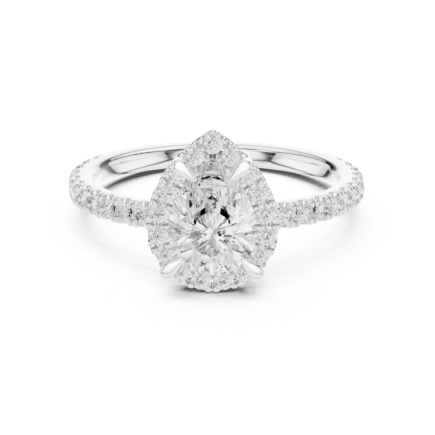 1.42ctw Pear Shaped Halo Engagement Ring | Yellow Gold