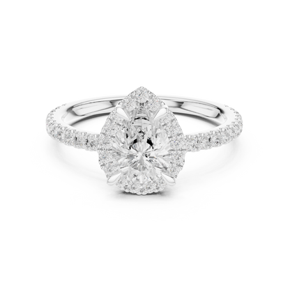 1.42ctw Pear Shaped Halo Engagement Ring | Yellow Gold