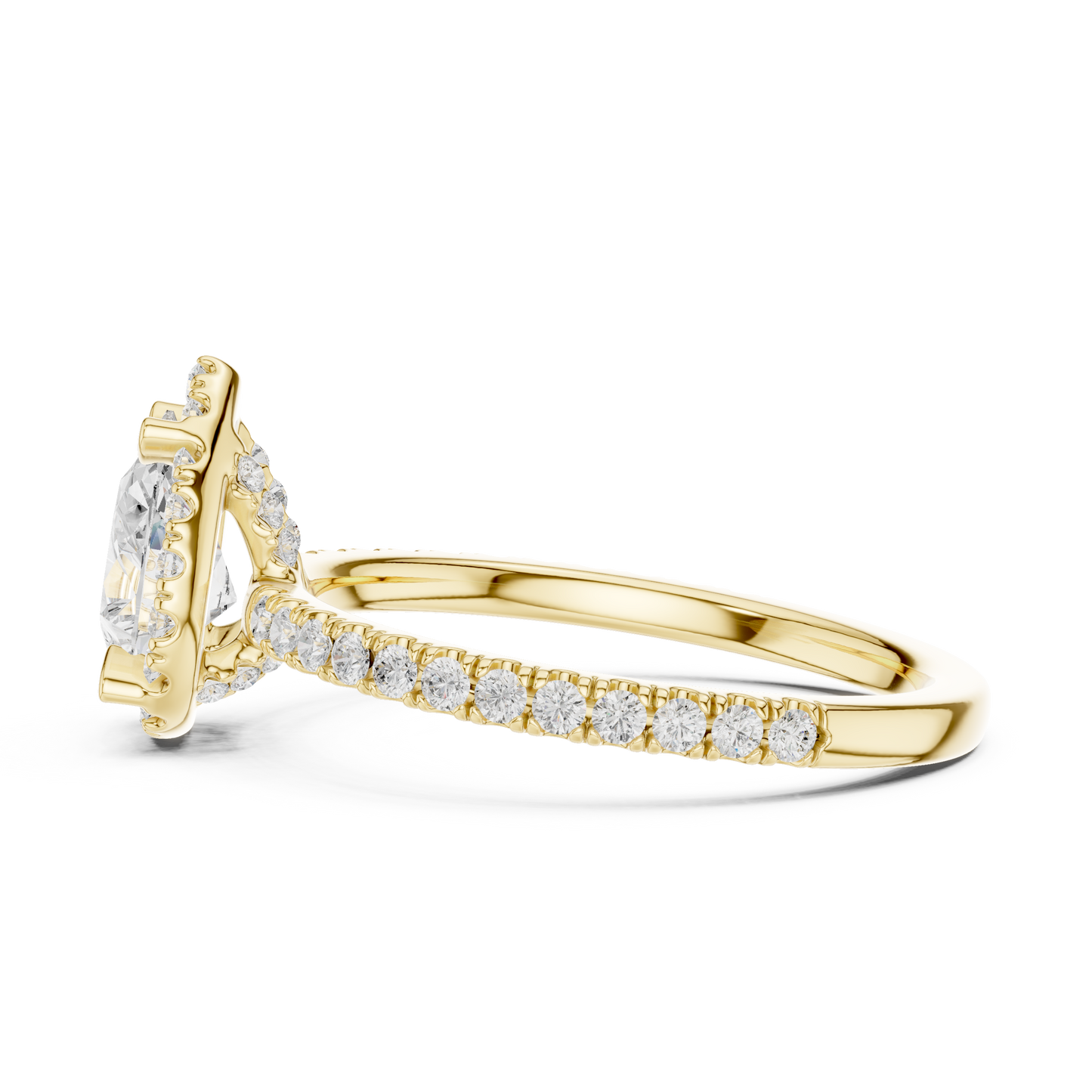 1.42ctw Pear Shaped Halo Engagement Ring | Yellow Gold