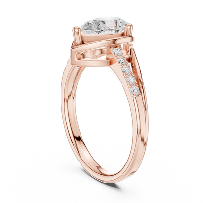 0.9ctw Pear Shaped Split Shank Engagement Ring | Yellow Gold