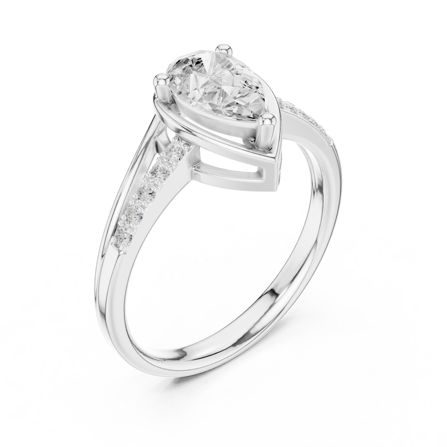 0.9ctw Pear Shaped Split Shank Engagement Ring | Yellow Gold