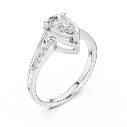 0.9ctw Pear Shaped Split Shank Engagement Ring | Yellow Gold
