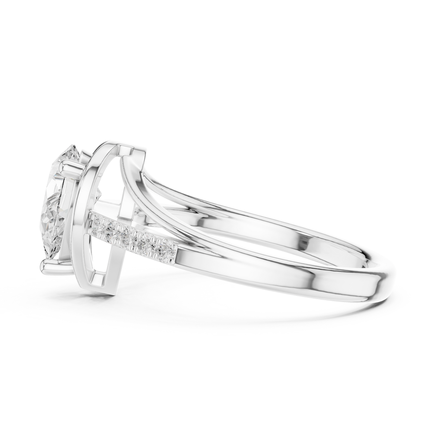 0.9ctw Pear Shaped Split Shank Engagement Ring | Yellow Gold