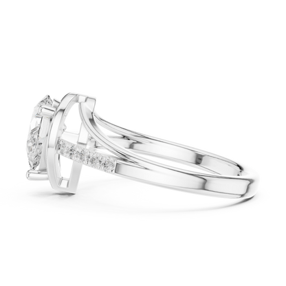 0.9ctw Pear Shaped Split Shank Engagement Ring | Yellow Gold