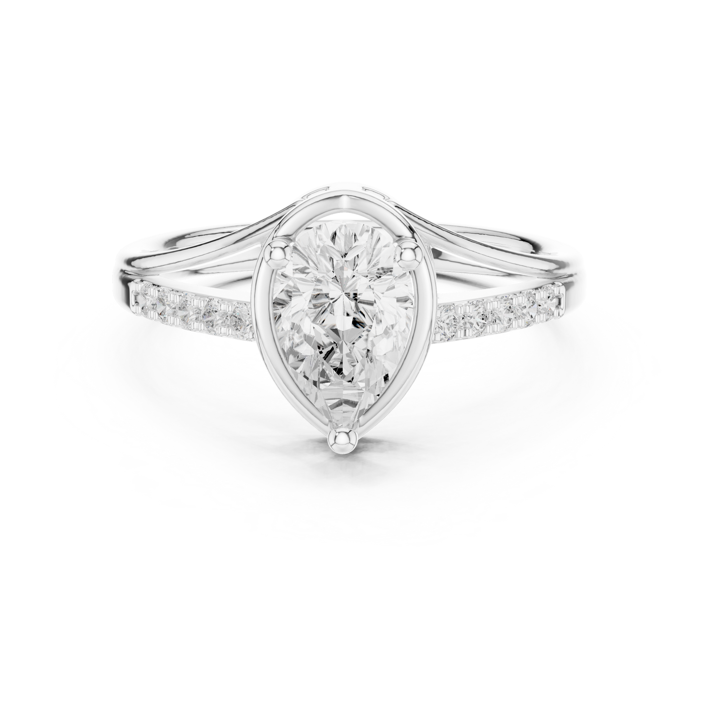 0.9ctw Pear Shaped Split Shank Engagement Ring | Yellow Gold