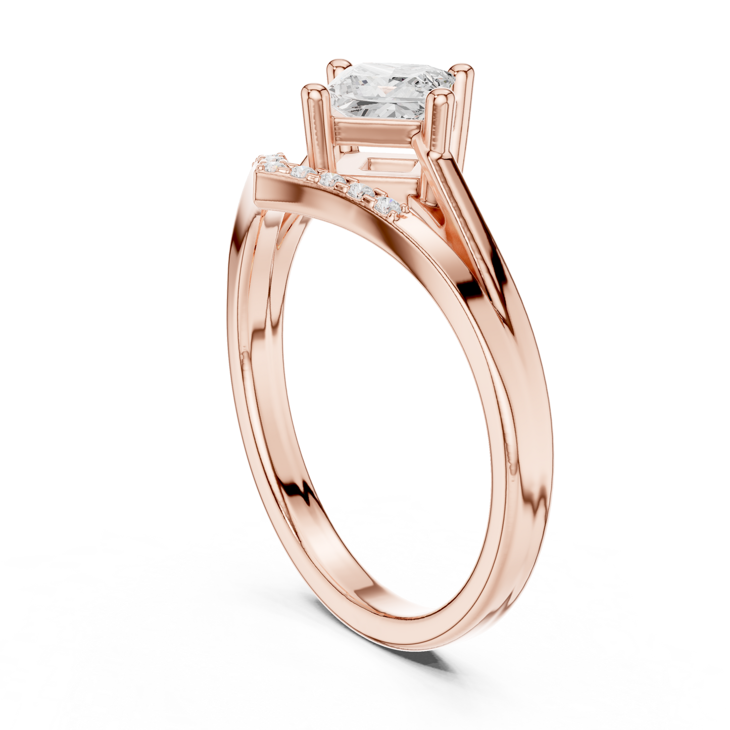 0.62ctw Kite Set Princess Cut Engagement Ring | Yellow Gold