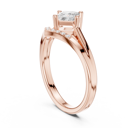 0.62ctw Kite Set Princess Cut Engagement Ring | Yellow Gold