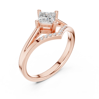 0.62ctw Kite Set Princess Cut Engagement Ring | Yellow Gold