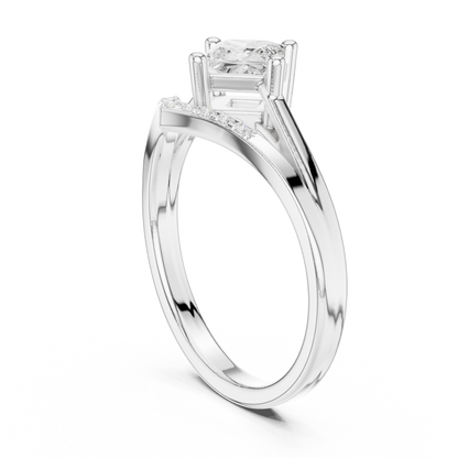 0.62ctw Kite Set Princess Cut Engagement Ring | Yellow Gold