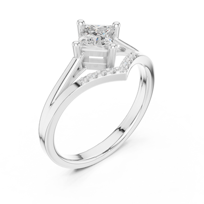 0.62ctw Kite Set Princess Cut Engagement Ring | Yellow Gold