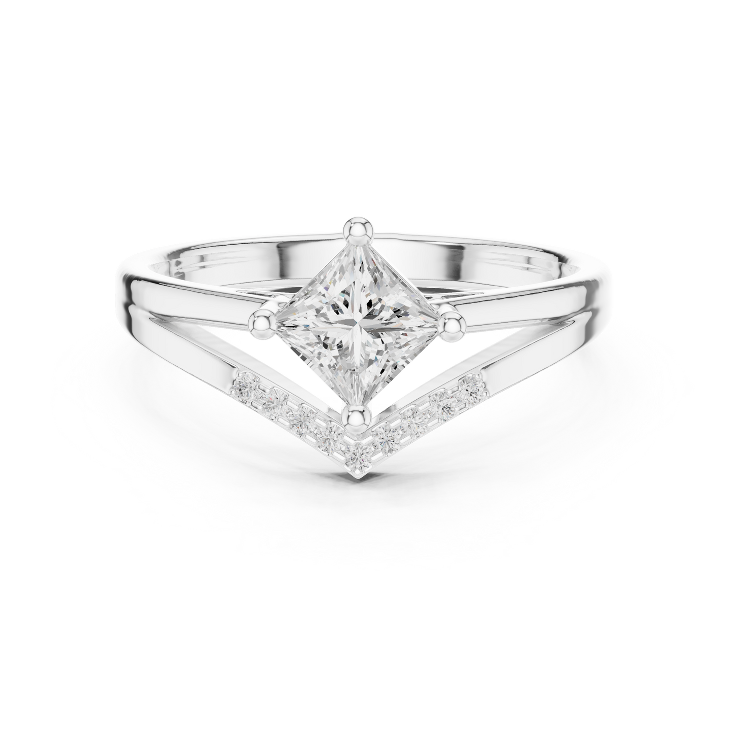 0.62ctw Kite Set Princess Cut Engagement Ring | Yellow Gold