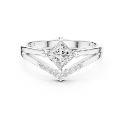 0.62ctw Kite Set Princess Cut Engagement Ring | Yellow Gold