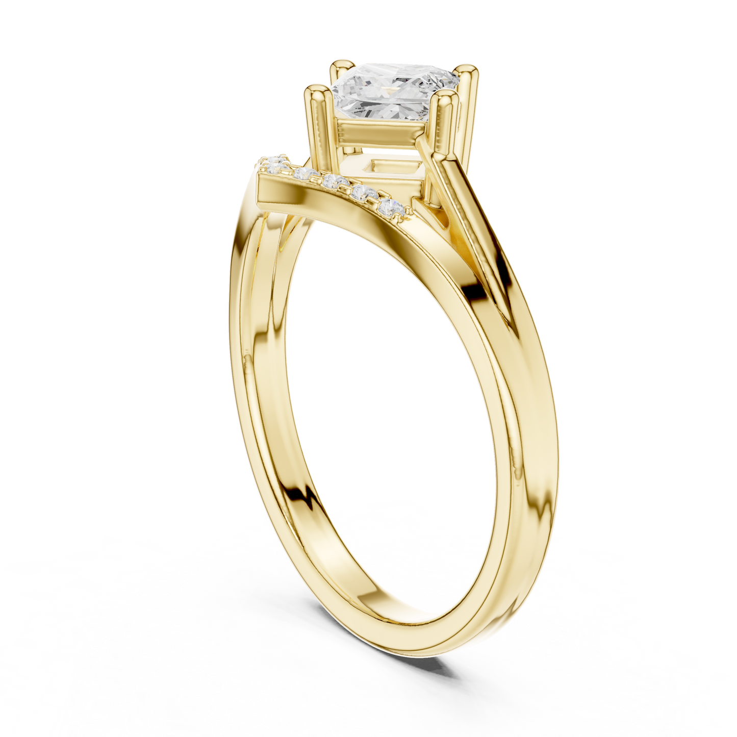 0.62ctw Kite Set Princess Cut Engagement Ring | Yellow Gold