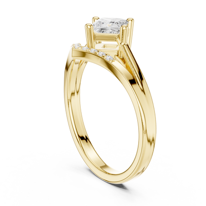 0.62ctw Kite Set Princess Cut Engagement Ring | Yellow Gold