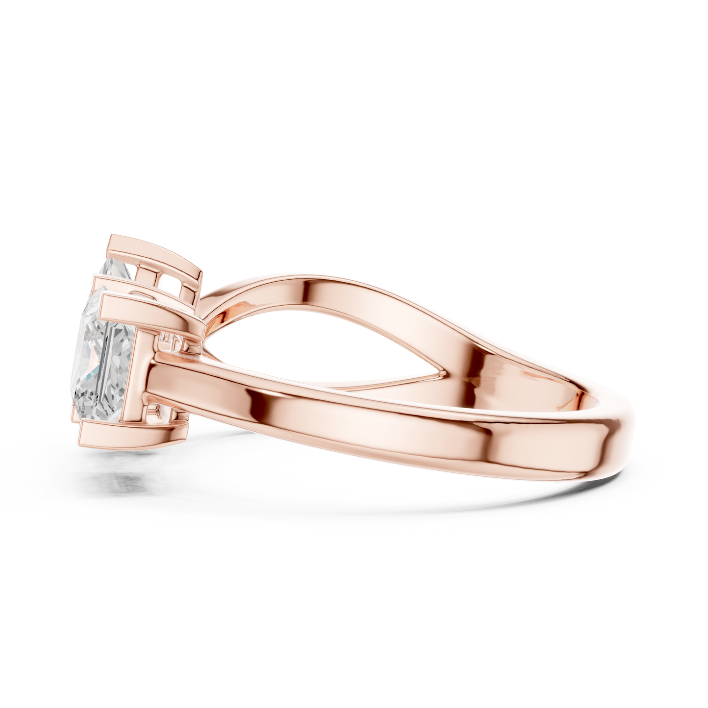 1.36ctw Asymmetric Princess Cut Two Stone Open Ring | Yellow Gold