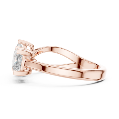 1.36ctw Asymmetric Princess Cut Two Stone Open Ring | Yellow Gold