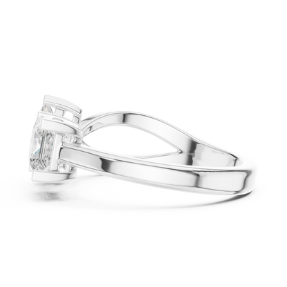 1.36ctw Asymmetric Princess Cut Two Stone Open Ring | Yellow Gold