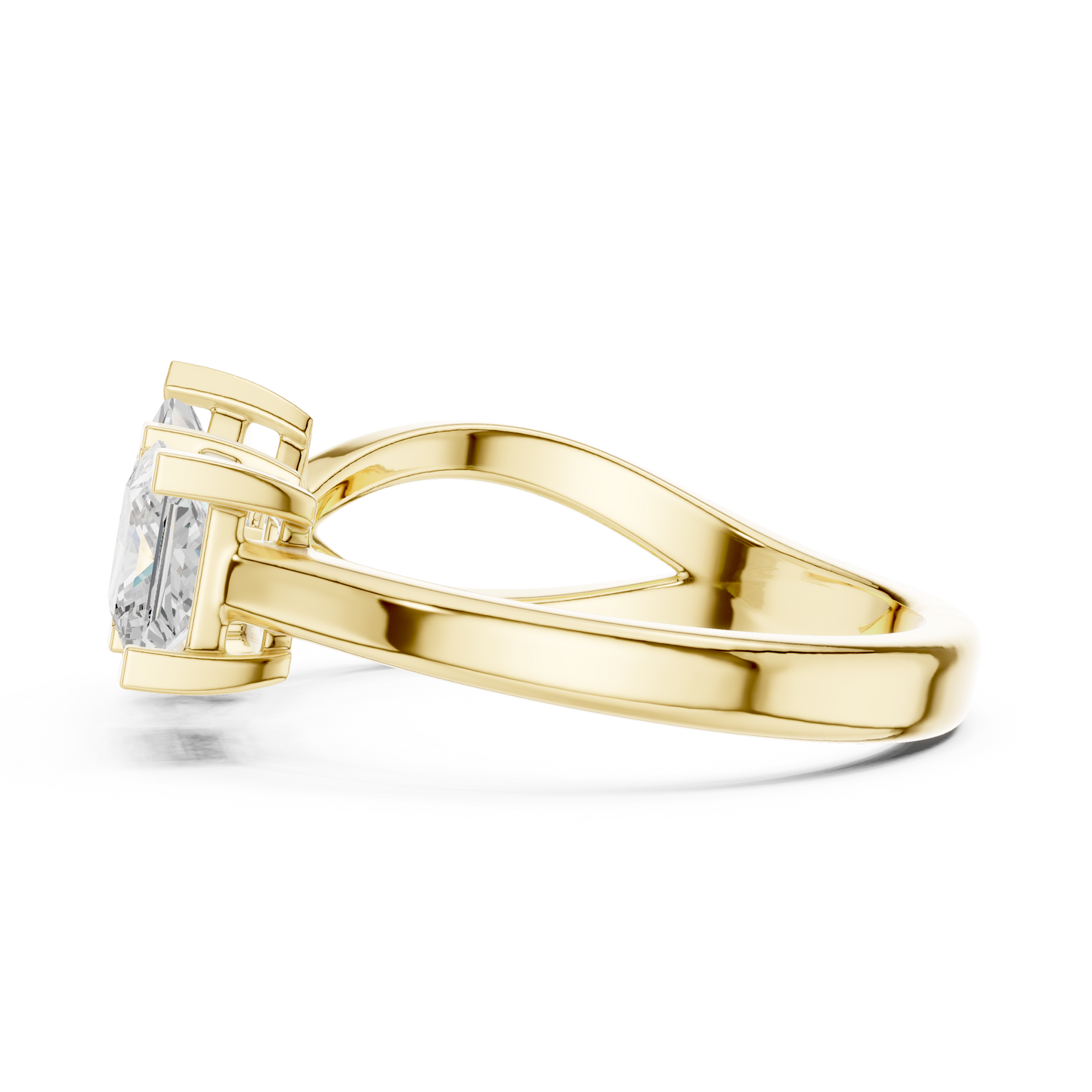 1.36ctw Asymmetric Princess Cut Two Stone Open Ring | Yellow Gold