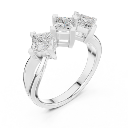1.3ctw Triple Princess Cut Kite Set Three-Stone Ring | Yellow Gold