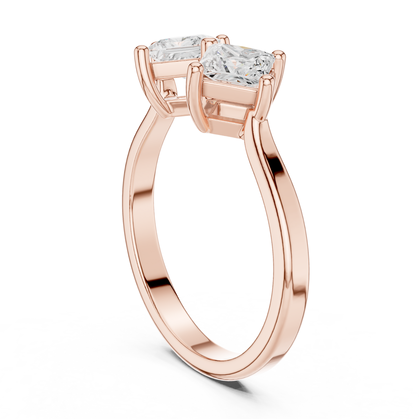 0.87ctw Double Princess Cut Kite Set Bow Ring | Yellow Gold
