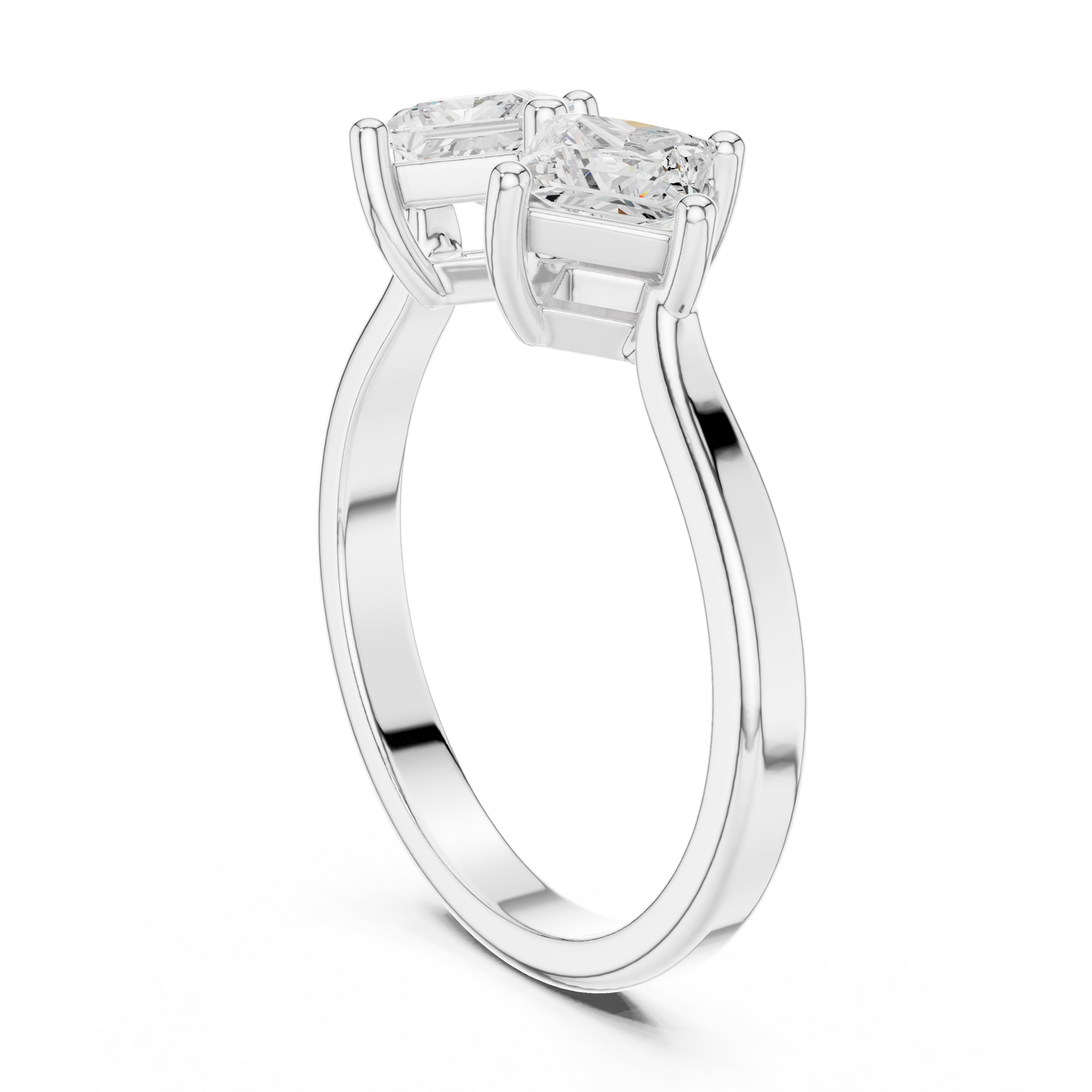 0.87ctw Double Princess Cut Kite Set Bow Ring | Yellow Gold