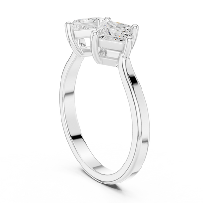 0.87ctw Double Princess Cut Kite Set Bow Ring | Yellow Gold
