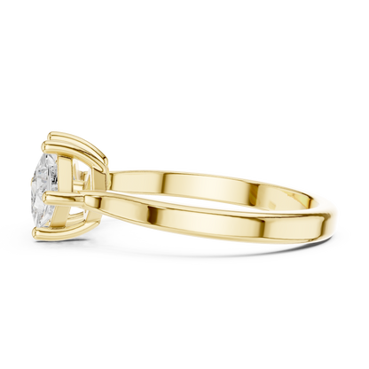 0.87ctw Double Princess Cut Kite Set Bow Ring | Yellow Gold