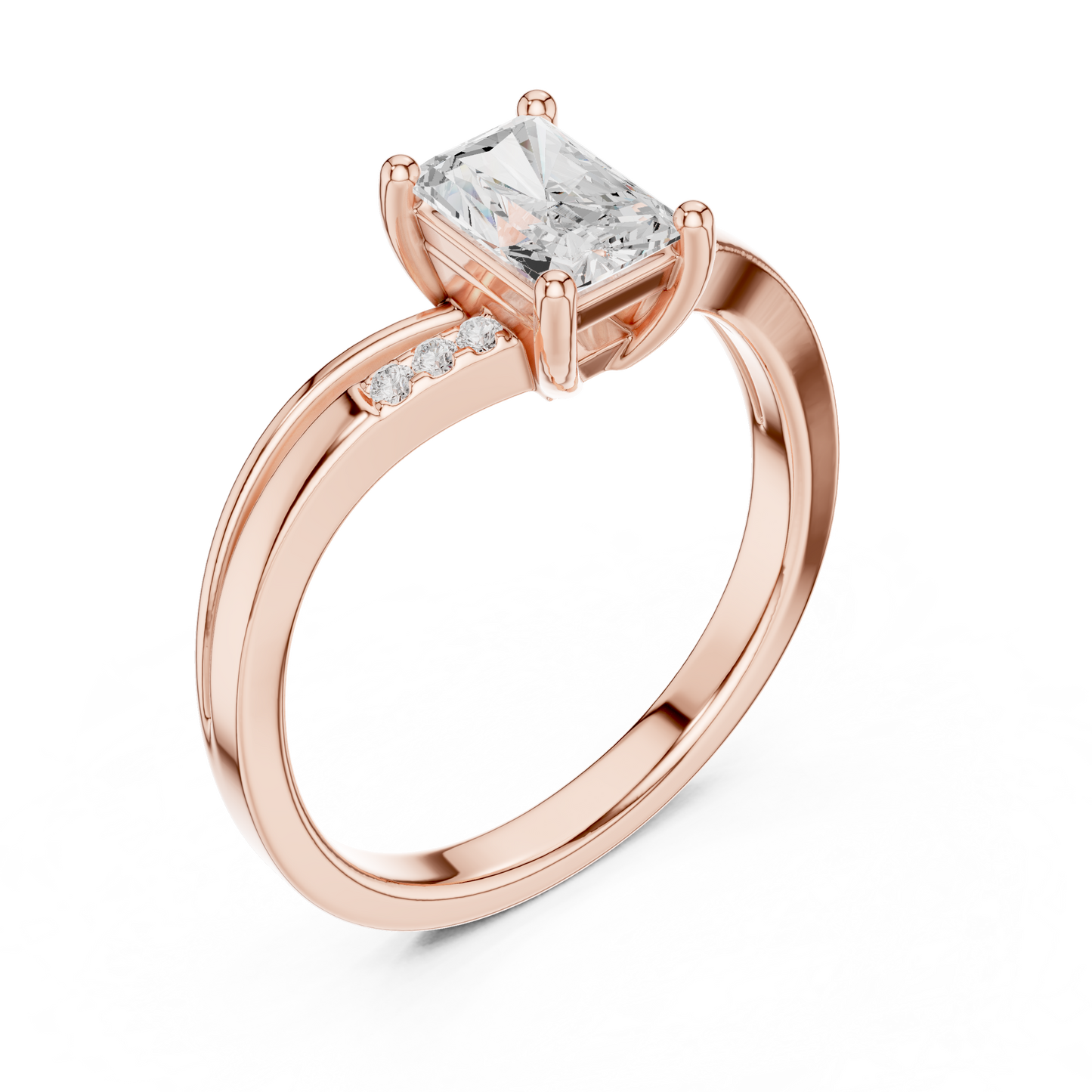 0.80ctw Radiant Cut Split Shank Engagement Ring | Yellow Gold