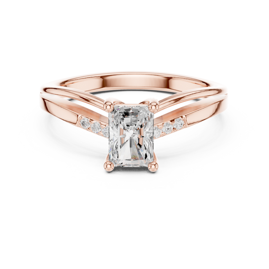 0.80 Carat Radiant Cut Split Shank Engagement Ring | Yellow Gold