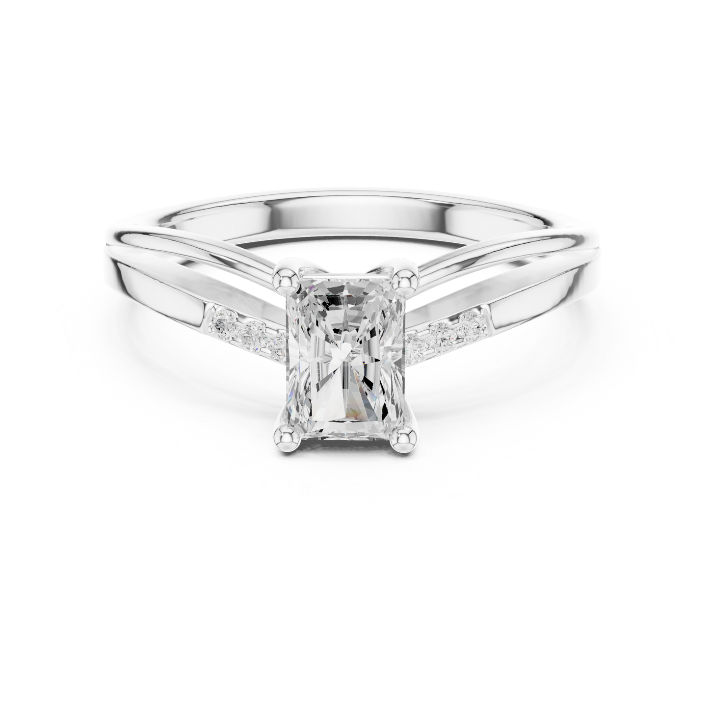 0.80ctw Radiant Cut Split Shank Engagement Ring | Yellow Gold