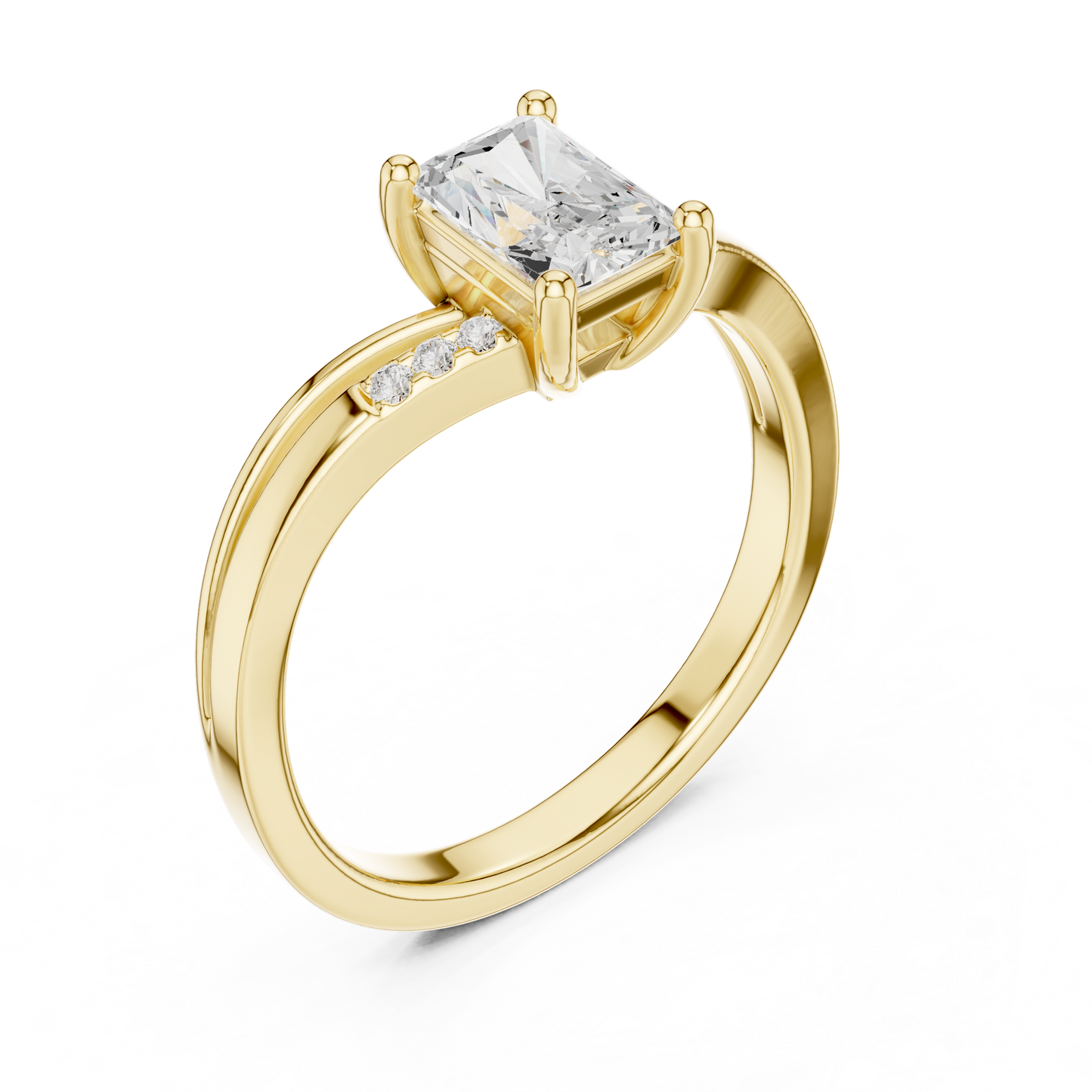 0.80ctw Radiant Cut Split Shank Engagement Ring | Yellow Gold