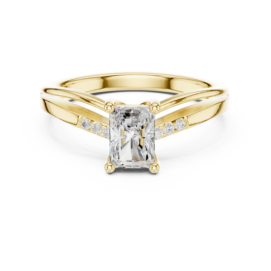 0.80 Carat Radiant Cut Split Shank Engagement Ring | Yellow Gold