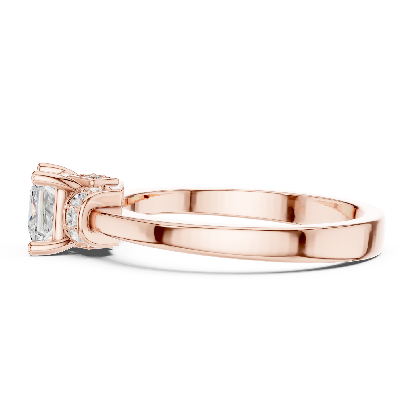 0.68ctw Princess Cut Side Accent Engagement Ring | Yellow Gold