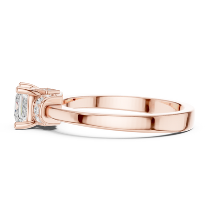 0.68ctw Princess Cut Side Accent Engagement Ring | Yellow Gold