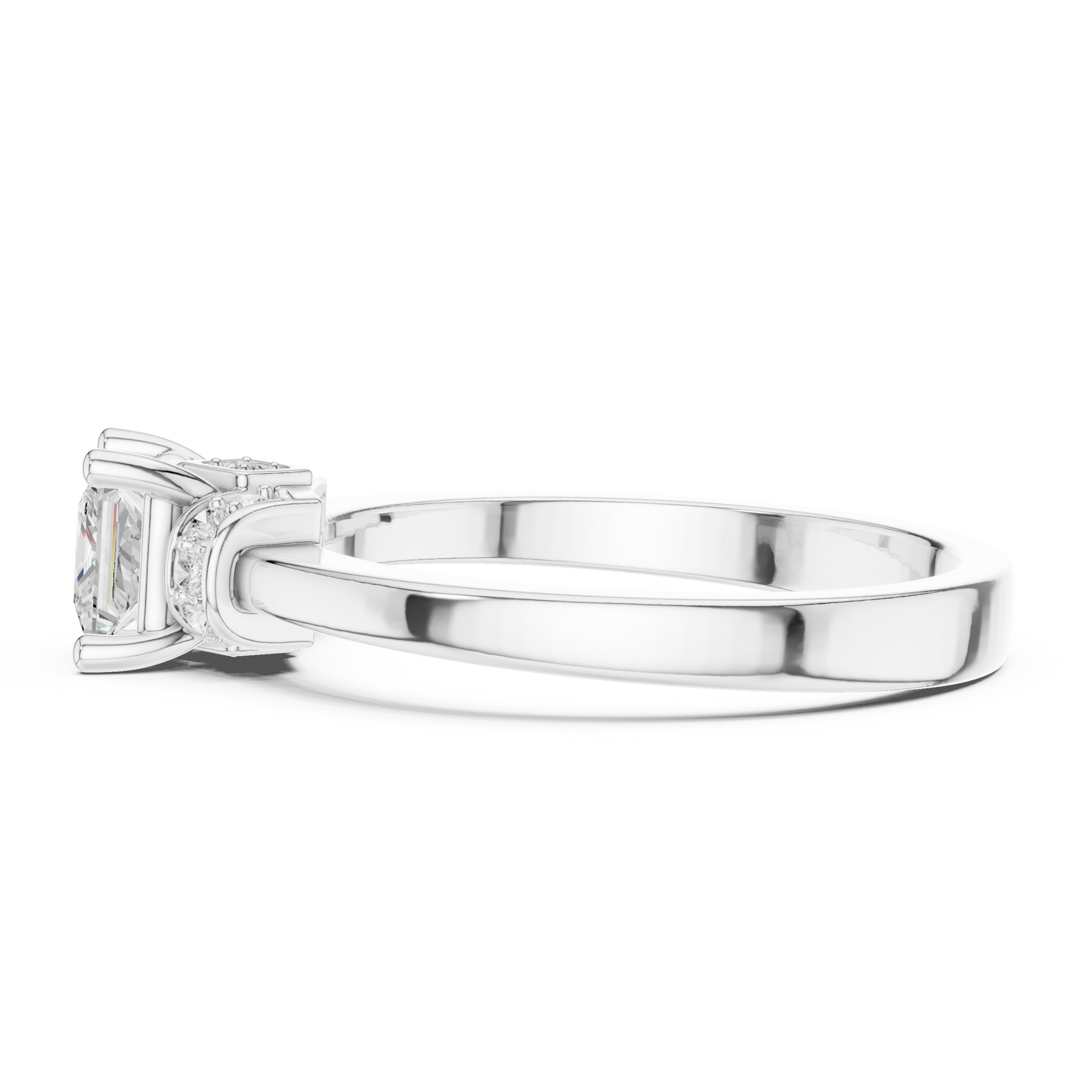 0.68ctw Princess Cut Side Accent Engagement Ring | Yellow Gold