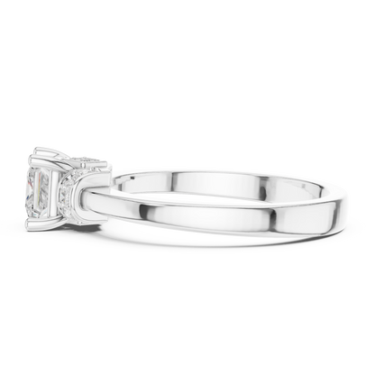 0.68ctw Princess Cut Side Accent Engagement Ring | Yellow Gold