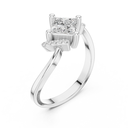 0.73ctw Kite Set Princess Cut Bypass Ring | Yellow Gold