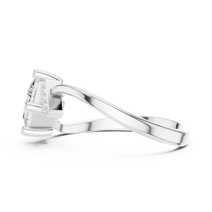 0.73ctw Kite Set Princess Cut Bypass Ring | Yellow Gold